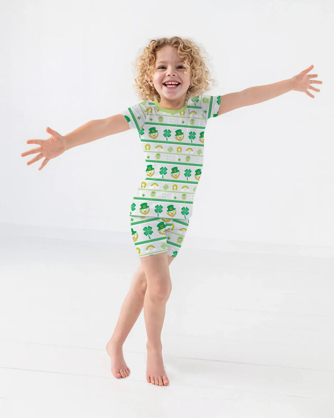 Happy Saint Patrick's Day Bamboo Two Piece Short Sleeve Shorts Pajama Set