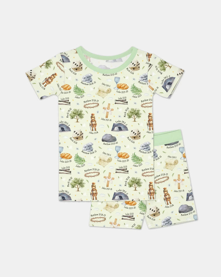 He Is Risen Family Matching Bamboo Two Piece Short Sleeve Shorts Pajama Set