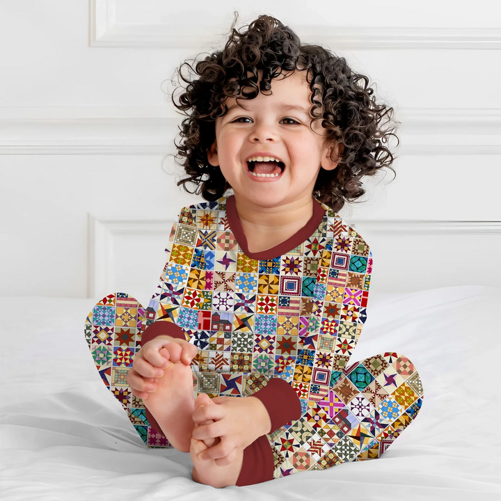 Heritage Quilt Bamboo Two Piece Long Sleeve Pajama Set