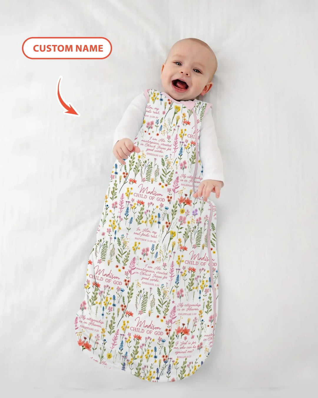 Custom Name Child of God Flower Garden Bamboo Sleep Bag