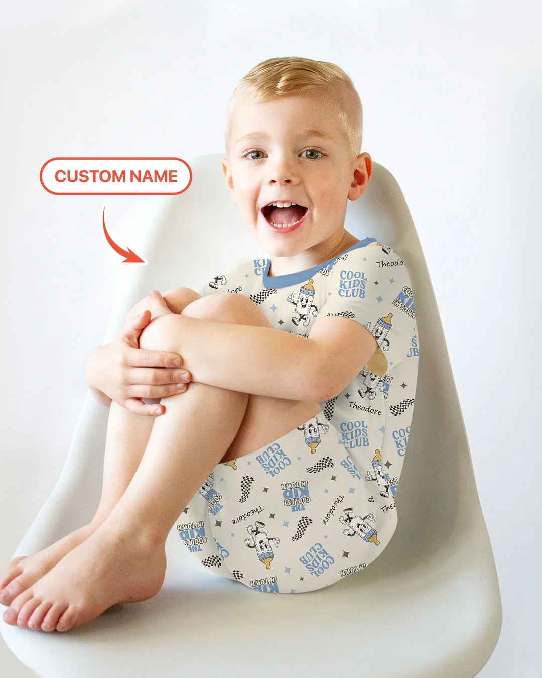 Custom Name Cool Club Daddy & Me Matching Bamboo Two Piece Short Sleeve Shorts Pajama Set