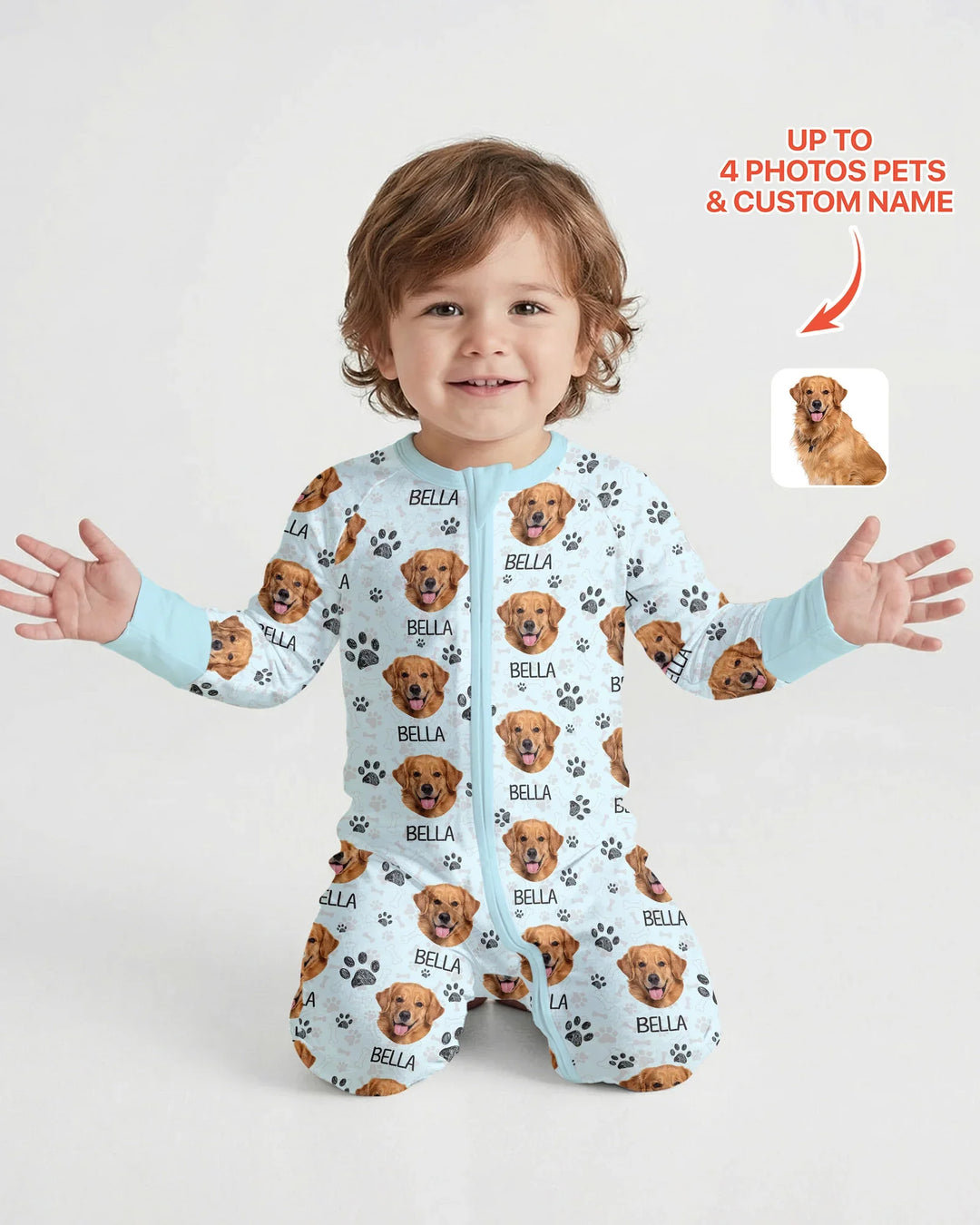 Custom Dog Photo With Paw Bamboo Convertible Zippy