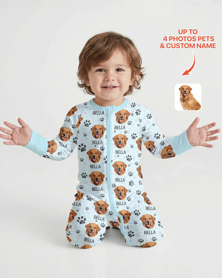 Custom Dog Photo With Paw Bamboo Convertible Zippy