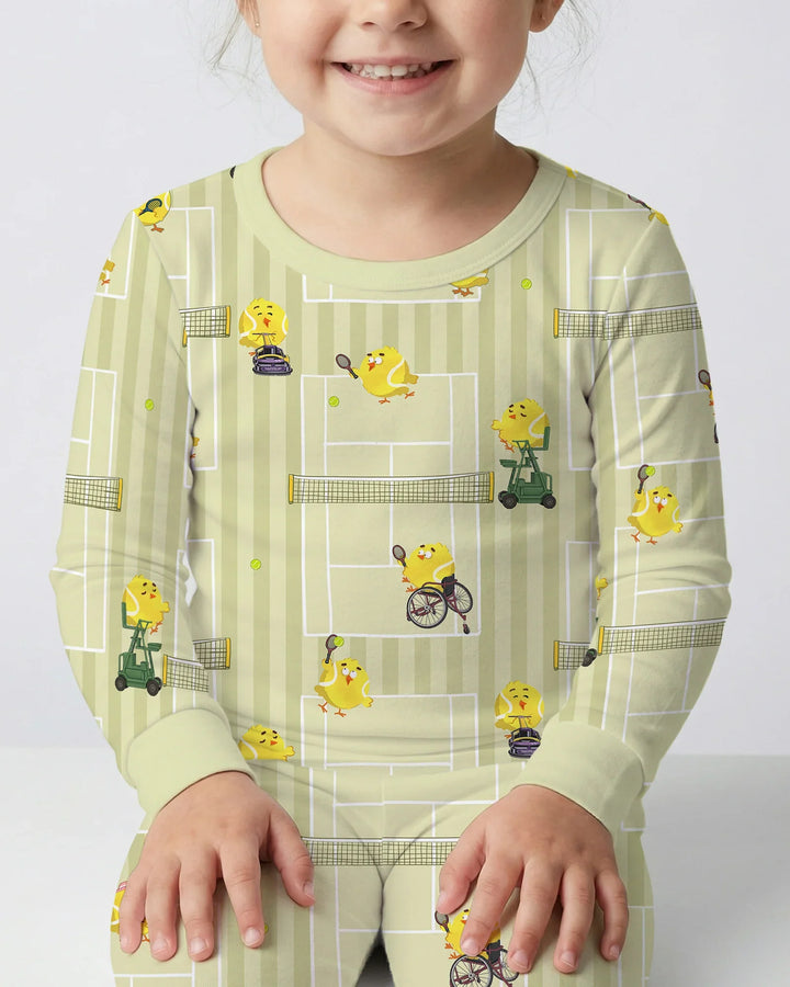 Tennis Bamboo Two Piece Long Sleeve Pajama Set