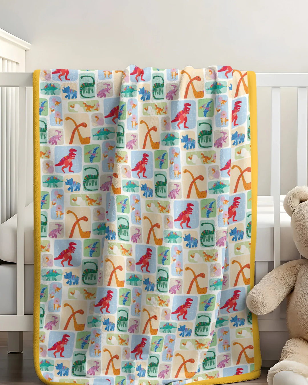 Rainbow Dino Friends Family Matching Bamboo Blanket