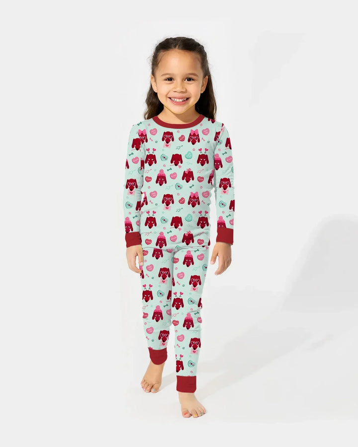 Dachshund Is My Valentine Bamboo Two Piece Long Sleeve Pajama Set