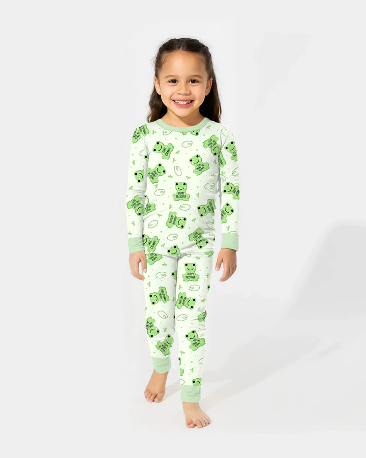 Marzipan Passover Conversation Frogs Bamboo Two Piece Long Sleeve Pajama Set