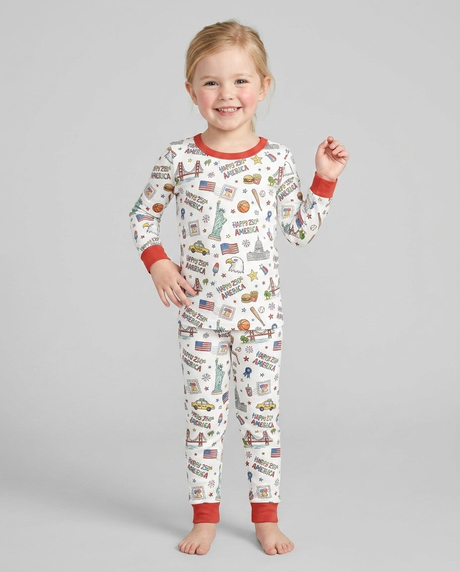 America 250 Celebration Bamboo Two Piece Long Sleeve Pajama Set