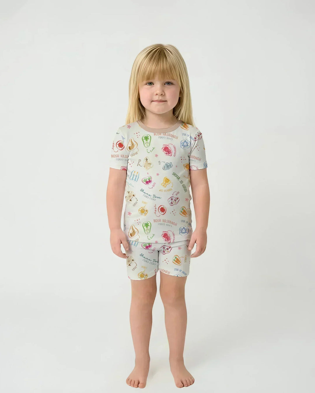 Happy Rosh Hashanah Bamboo Two Piece Short Sleeve Shorts Pajama Set