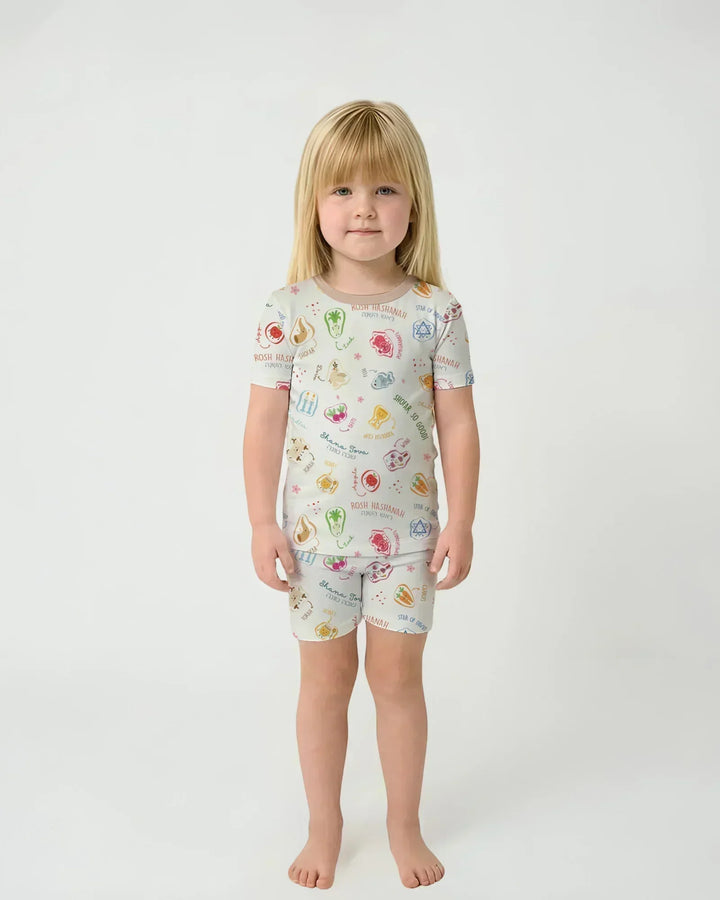 Happy Rosh Hashanah Bamboo Two Piece Short Sleeve Shorts Pajama Set