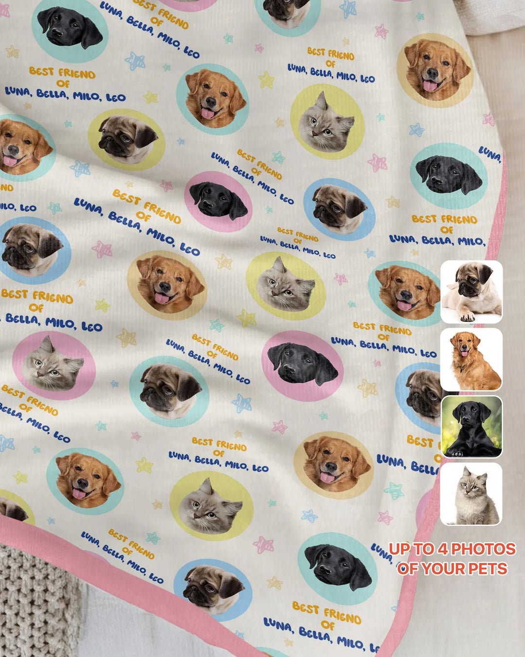 Best Friend Custom Name And Pet Photos Bamboo Blanket