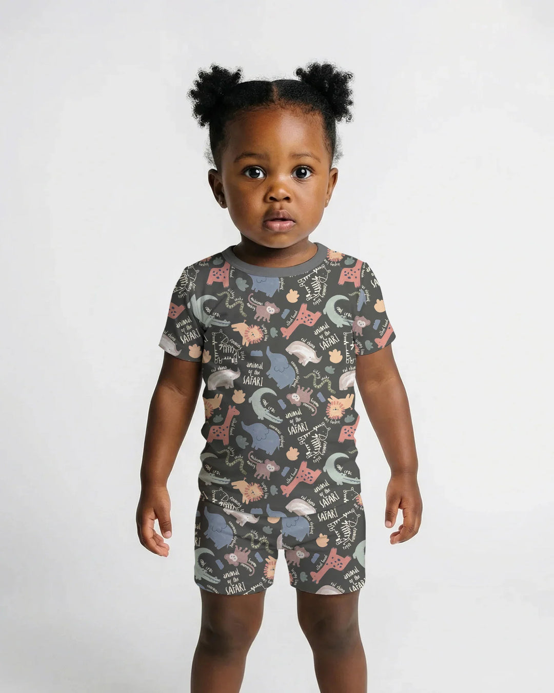 Funny African Animals Bamboo Two Piece Short Sleeve Shorts Pajama Set