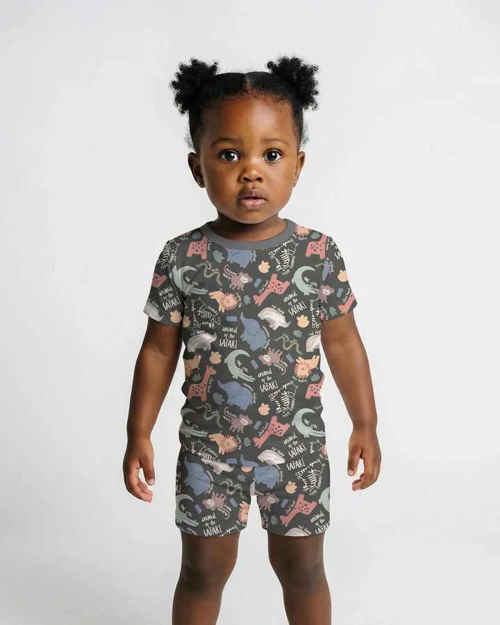 Funny African Animals Bamboo Two Piece Short Sleeve Shorts Pajama Set