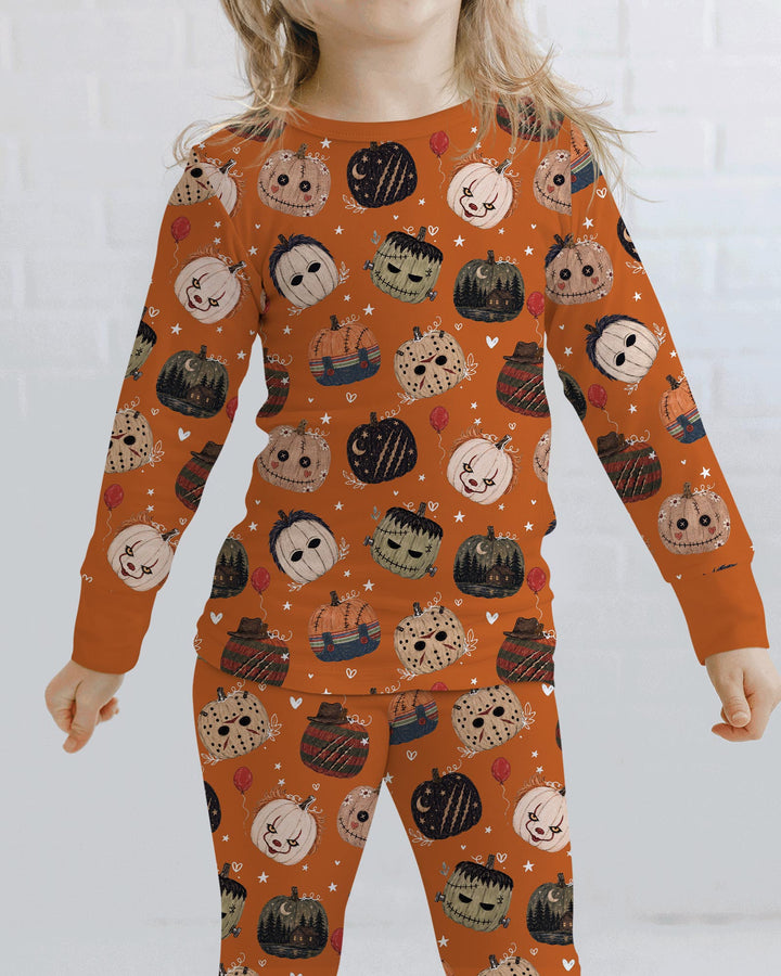 Spooky Slasher Pumpkins Bamboo Two Piece Long Sleeve Pajama Set