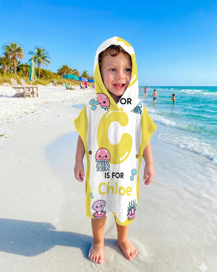 Personalised Ocean Theme Oversized Bamboo Swim Poncho