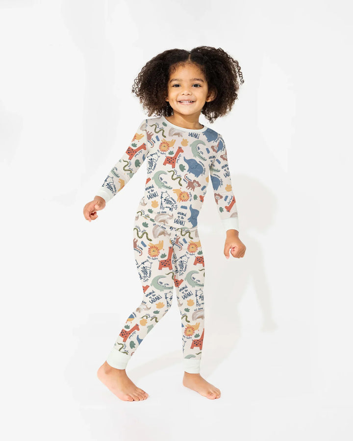 Funny African Animals Bamboo Two Piece Long Sleeve Pajama Set