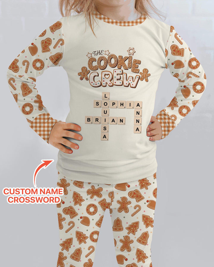 Custom Crossword Cookie Crew Bamboo Two Piece Long Sleeve Pajama Set