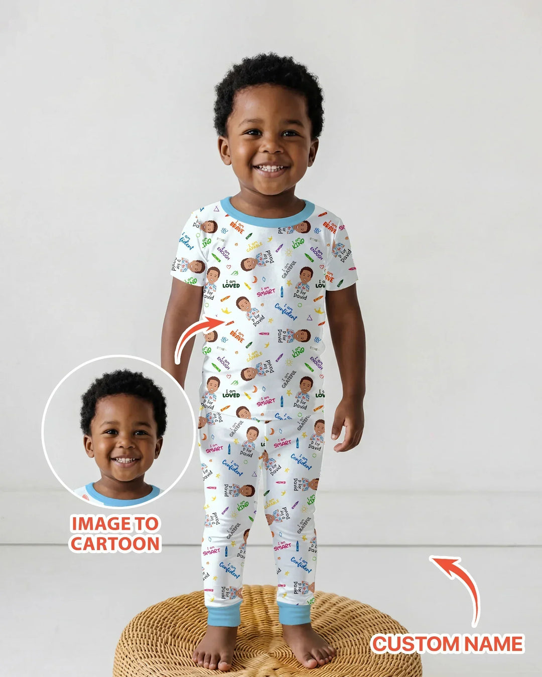 Kids Affirmations Custom  Bamboo Two Piece Short Sleeve Pajama Set