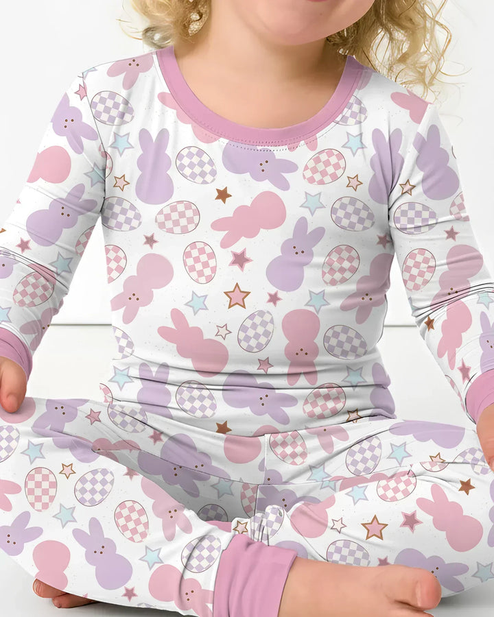 Easter Peep Bunnies Bamboo Two Piece Long Sleeve Pajama Set