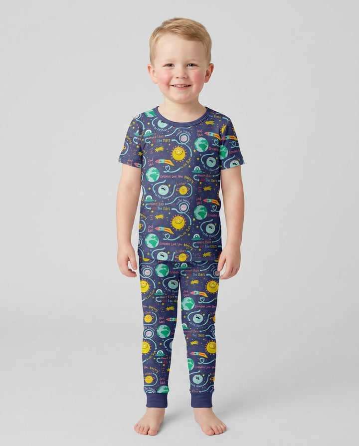 Love to the Moon and Back  Bamboo Two Piece Short Sleeve Pajama Set