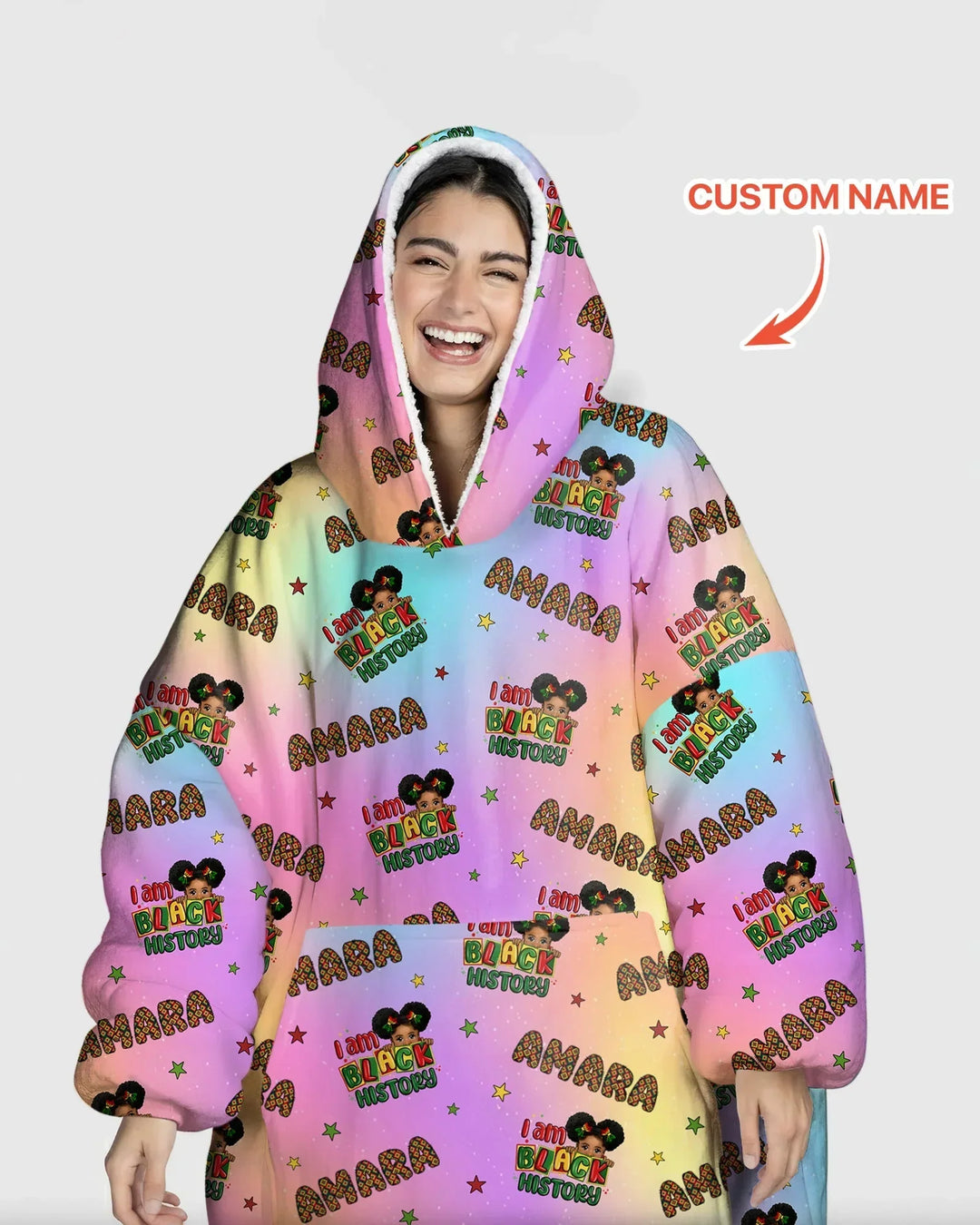 Custom Name I Am Black History Custom Bamboo Blanket Hoodie