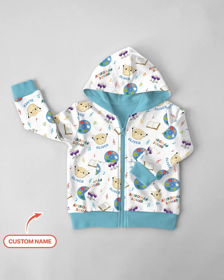 Custom Name Passover Afikoman Squad Bamboo Zip Hoodie