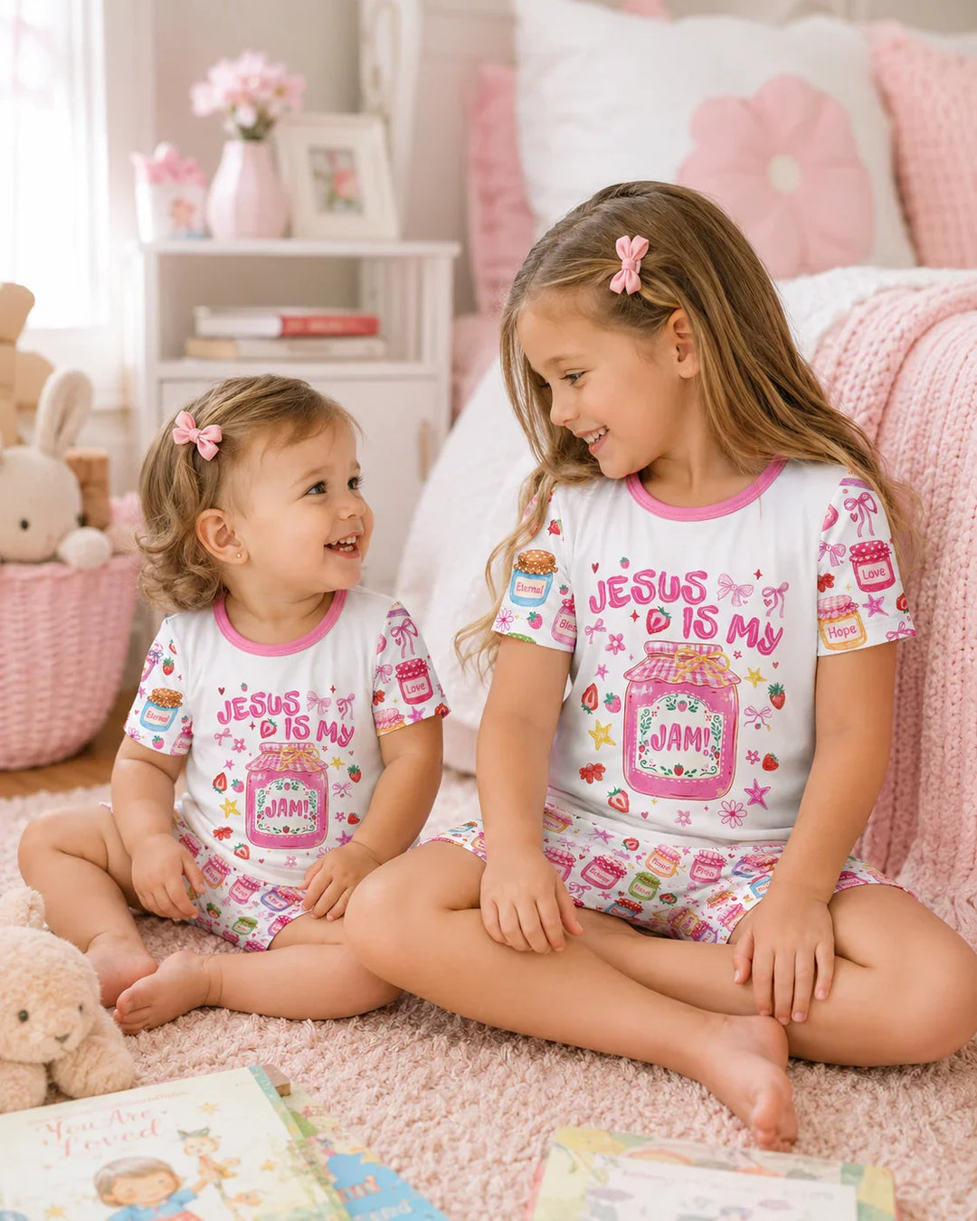 Preppy Summer Jesus Is My Jam Bamboo Two Piece Short Sleeve Shorts Pajama Set