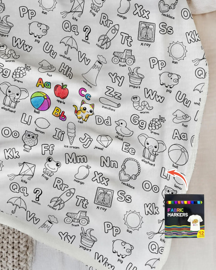 All Colorable Alphabet Bamboo Blanket