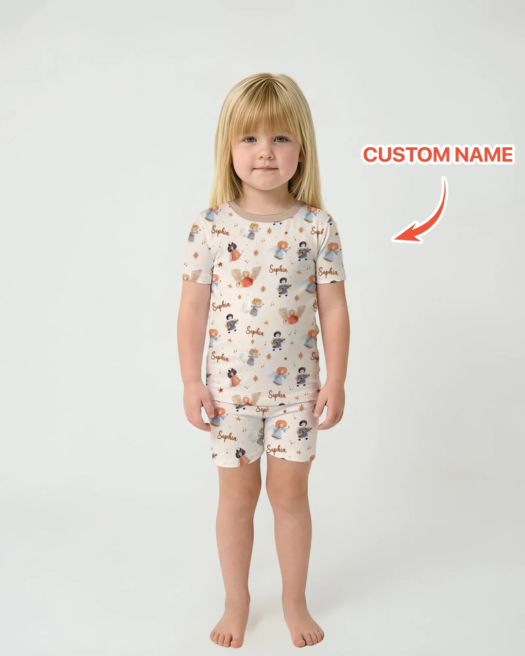 Guardian Angels Custom Name Bamboo Two Piece Short Sleeve Shorts Pajama Set