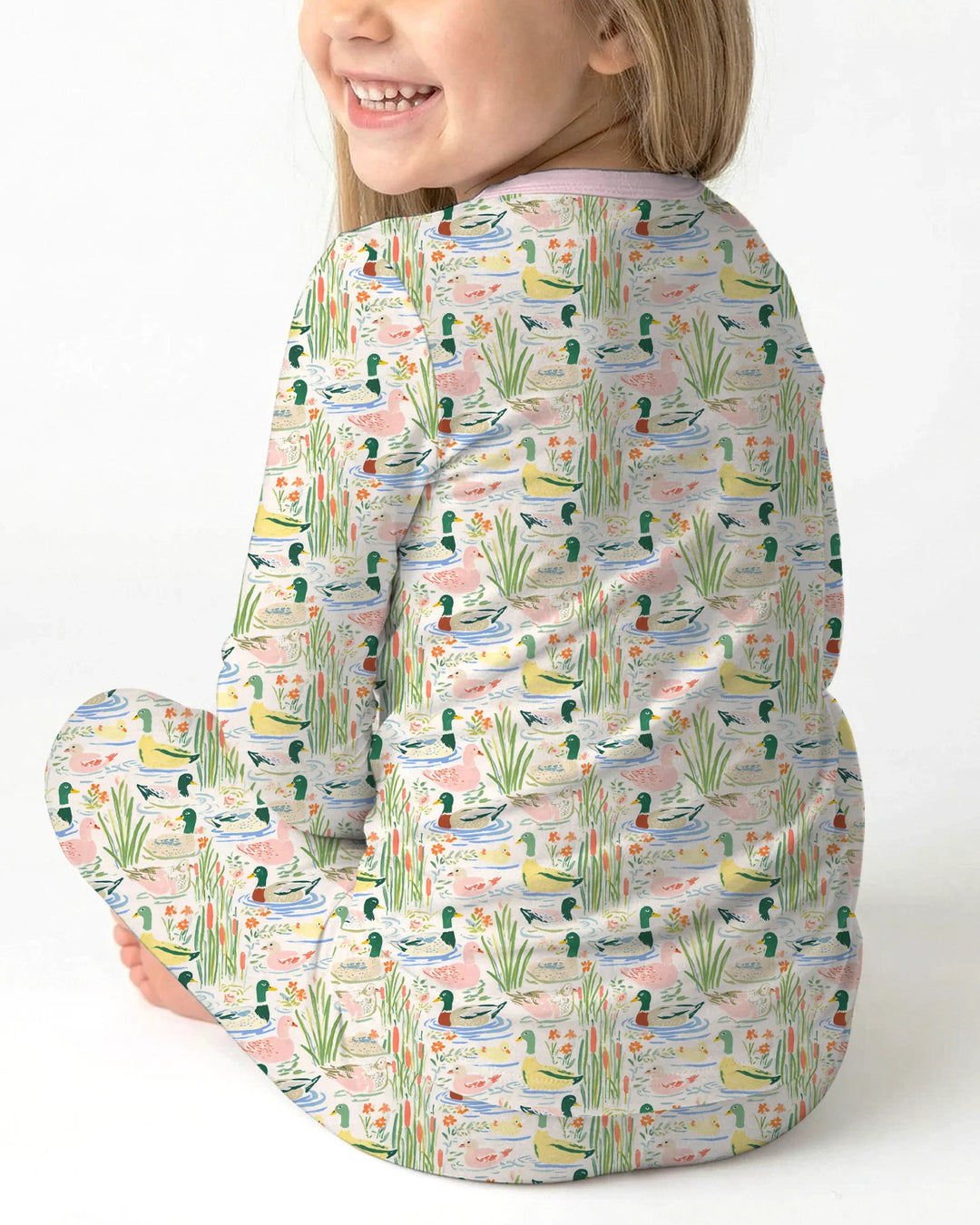 Whimsical Mallard Duck Bamboo Two Piece Long Sleeve Pajama Set