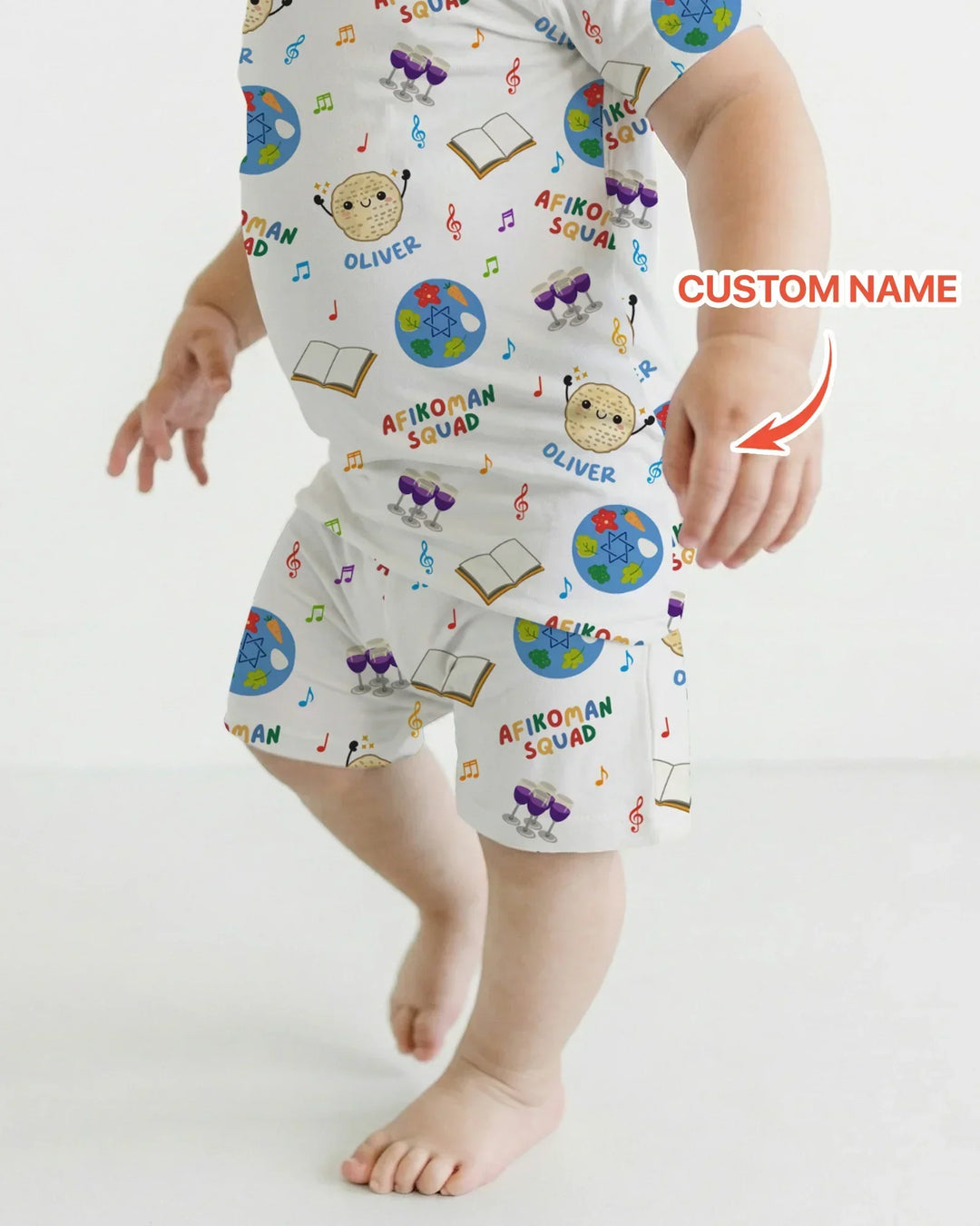 Custom Name Passover Afikoman Squad Bamboo Two Piece Short Sleeve Shorts Pajama Set