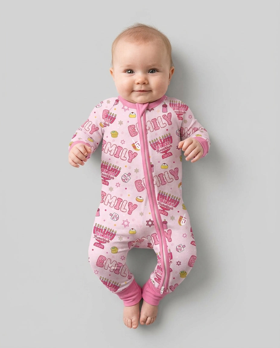 Custom name My First Hanukkah 2026 Bamboo Convertible Zippy