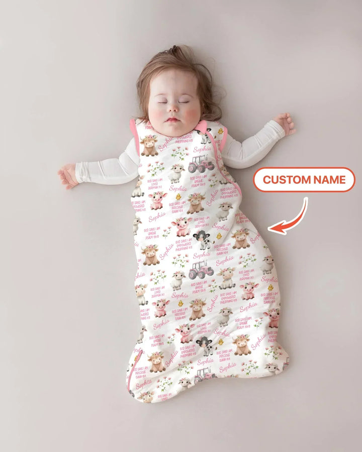 Custom Name God Says I Am Farm Animals Bamboo Sleep Bag