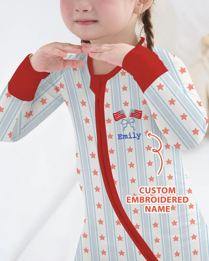 Custom Embroidered First 4th Of July Baby Bamboo Convertible Zippy