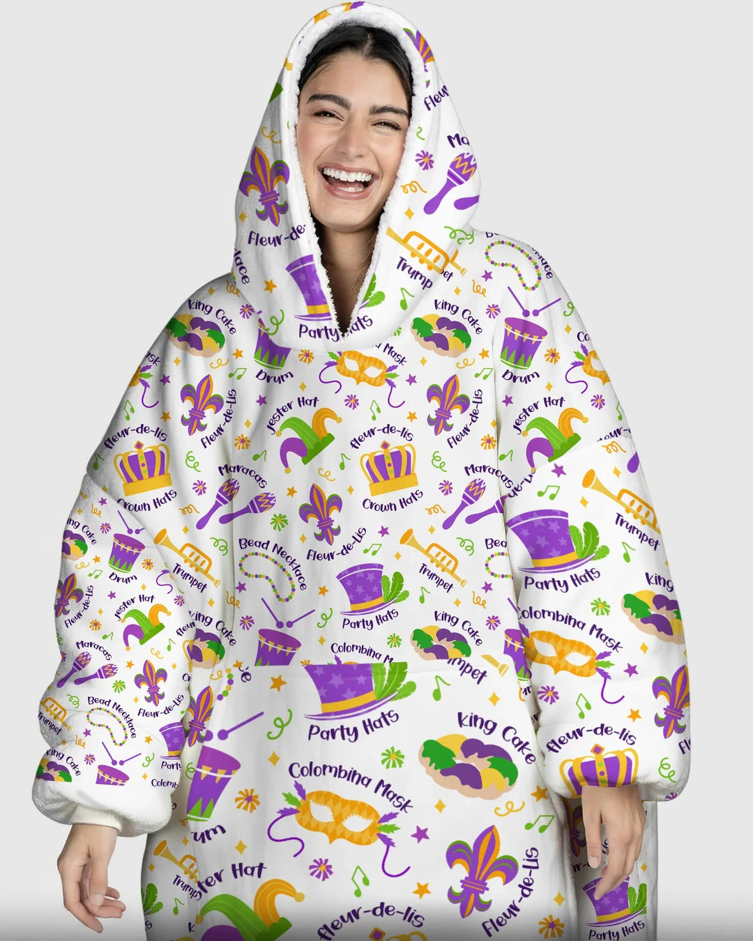 Mardi Gras Family Matching Bamboo Blanket Hoodie