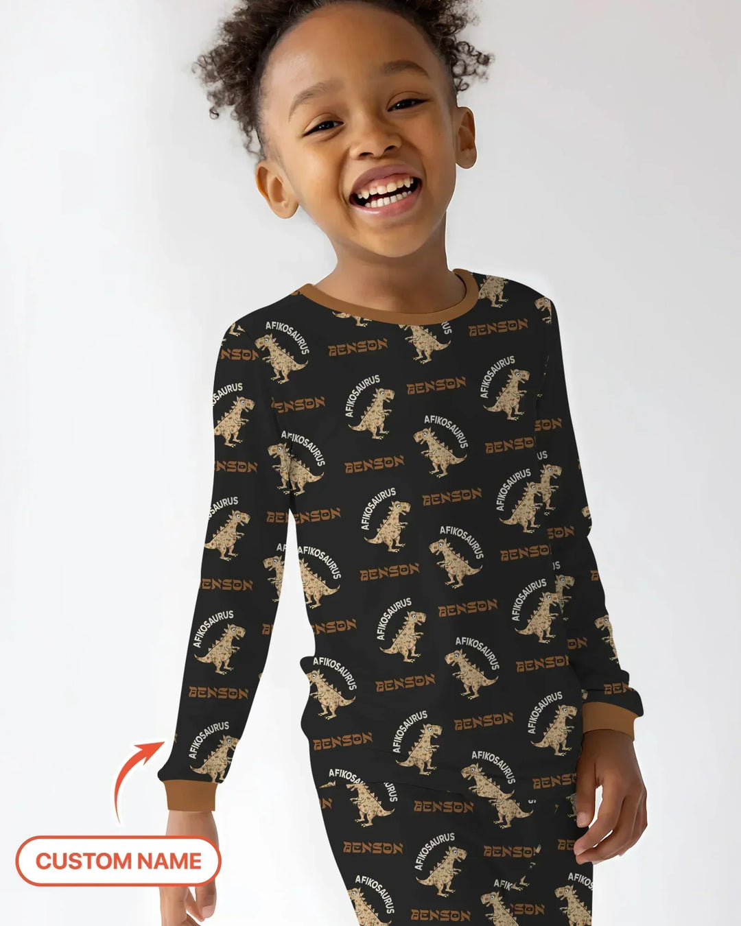 Custom Name Afikosaurus Bamboo Two Piece Long Sleeve Pajama Set