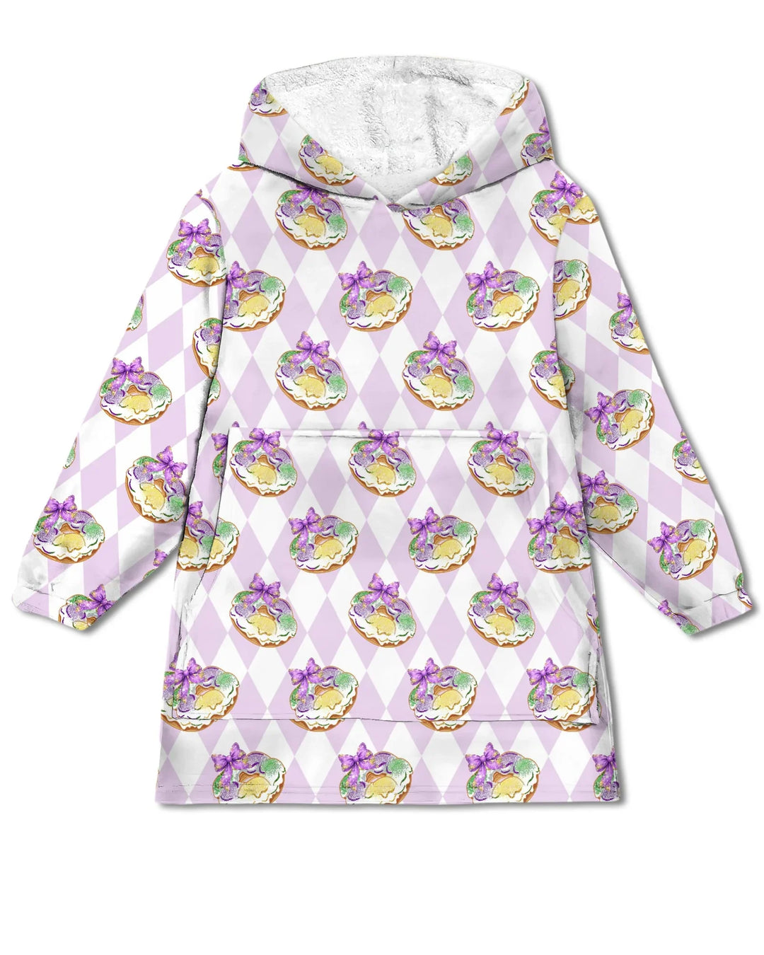 Mardi Gras Donut Wearable Bamboo Blanket Hoodie