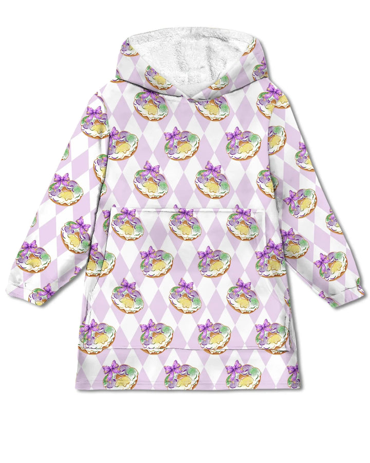 Mardi Gras Donut Wearable Bamboo Blanket Hoodie