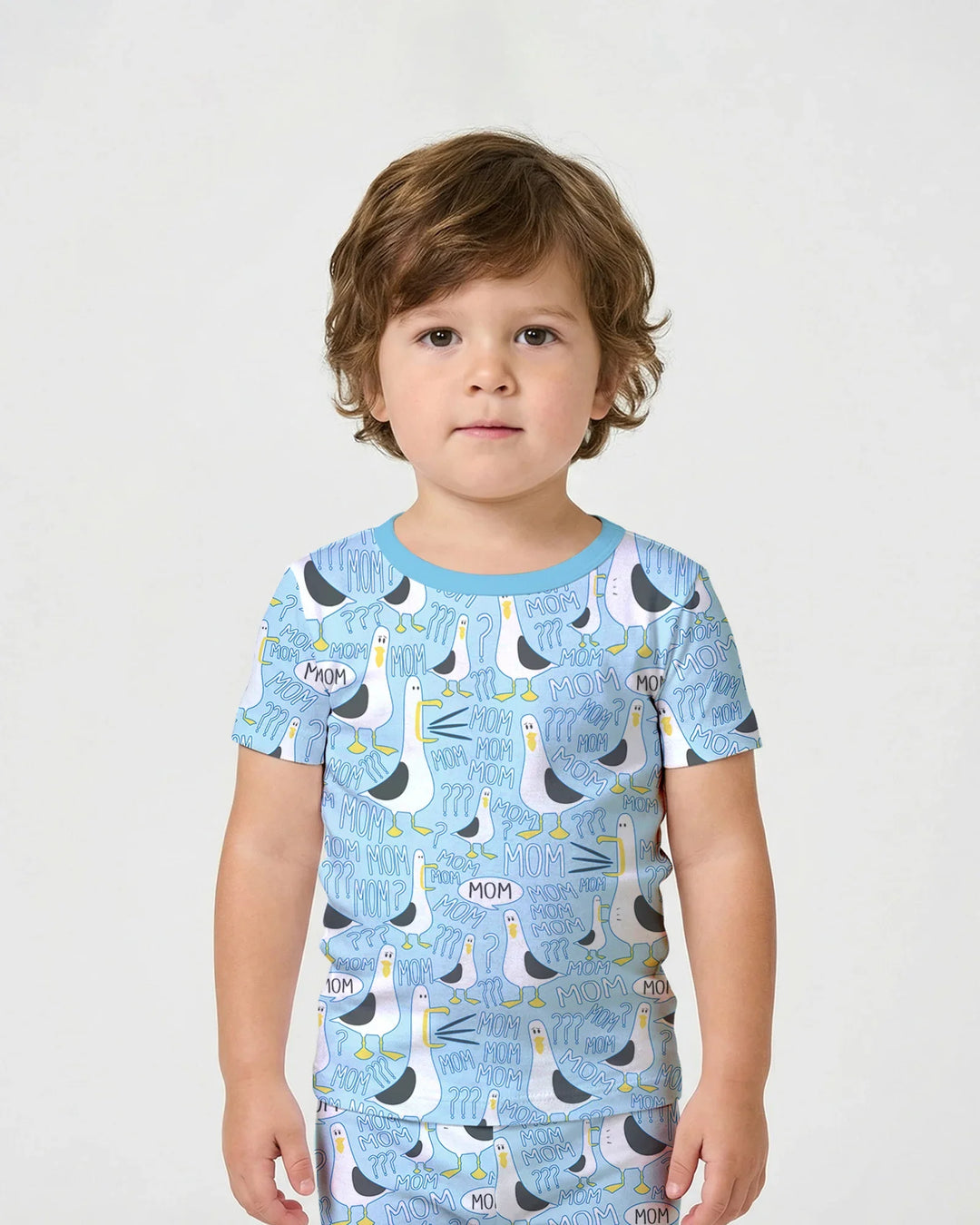Funny Seagull MOM Two Piece Short Sleeve Shorts Pajama Set