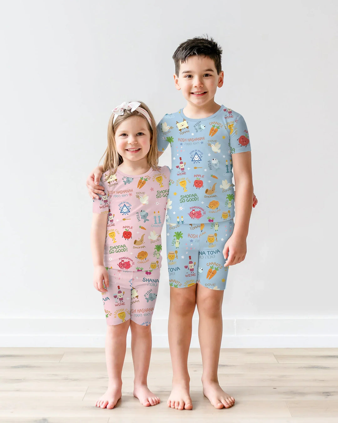 Family Rosh Hashanah Matching Bamboo Two Piece Short Sleeve Shorts Pajama Set
