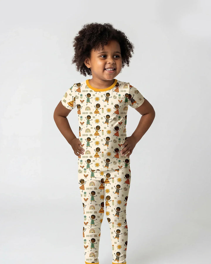 Cute African Heritage Bamboo Two Piece Short Sleeve Pajama Set