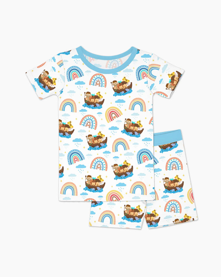 Noah’s Ark & God’s Rainbow Promise Two Piece Short Sleeve Shorts Pajama Set