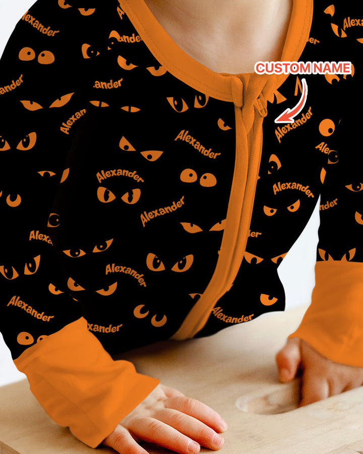 Custom Name Halloween Spooky Cat Eyes -  Personalized Convertible Zippy