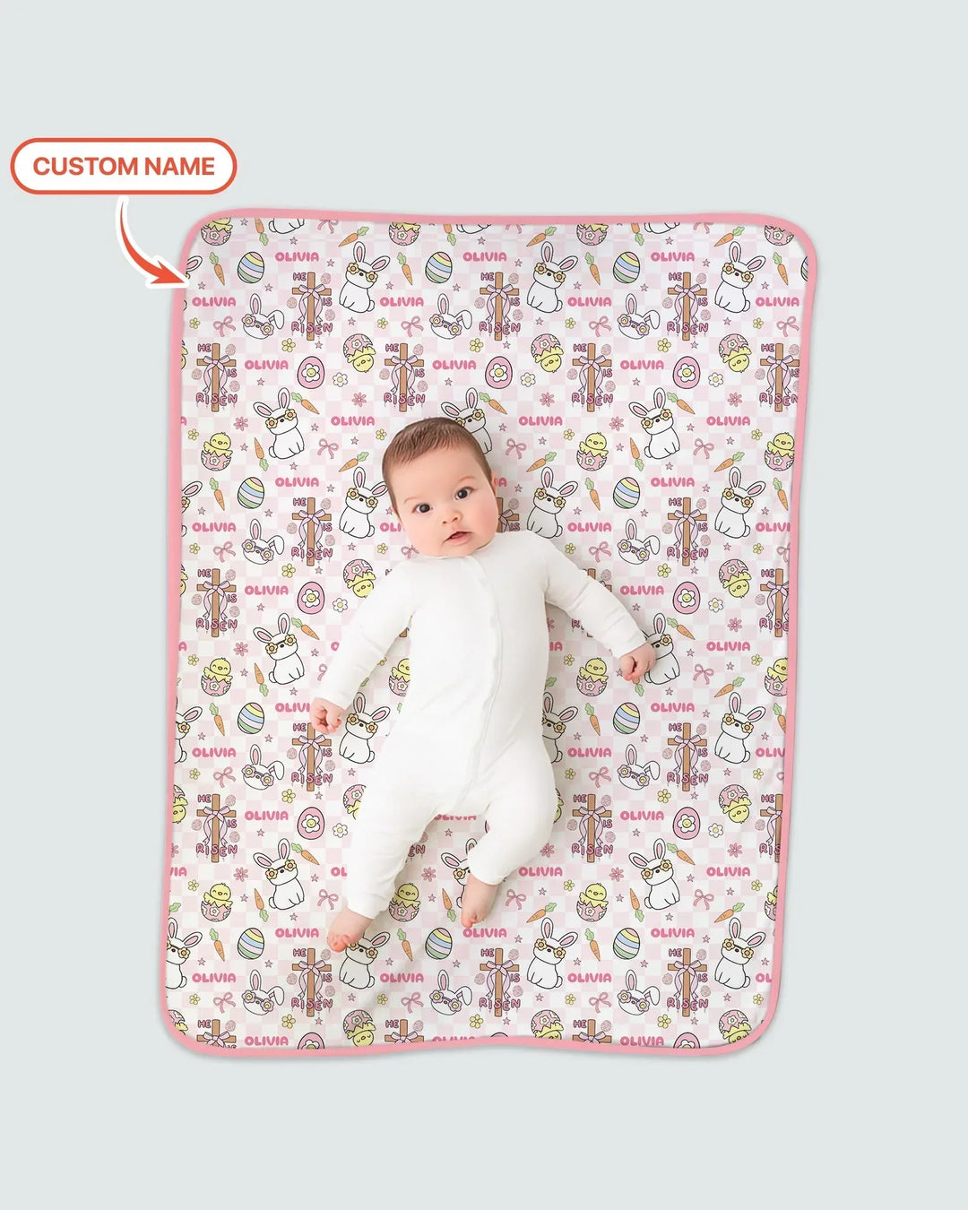 Custom Name Retro Easter Bamboo Blanket