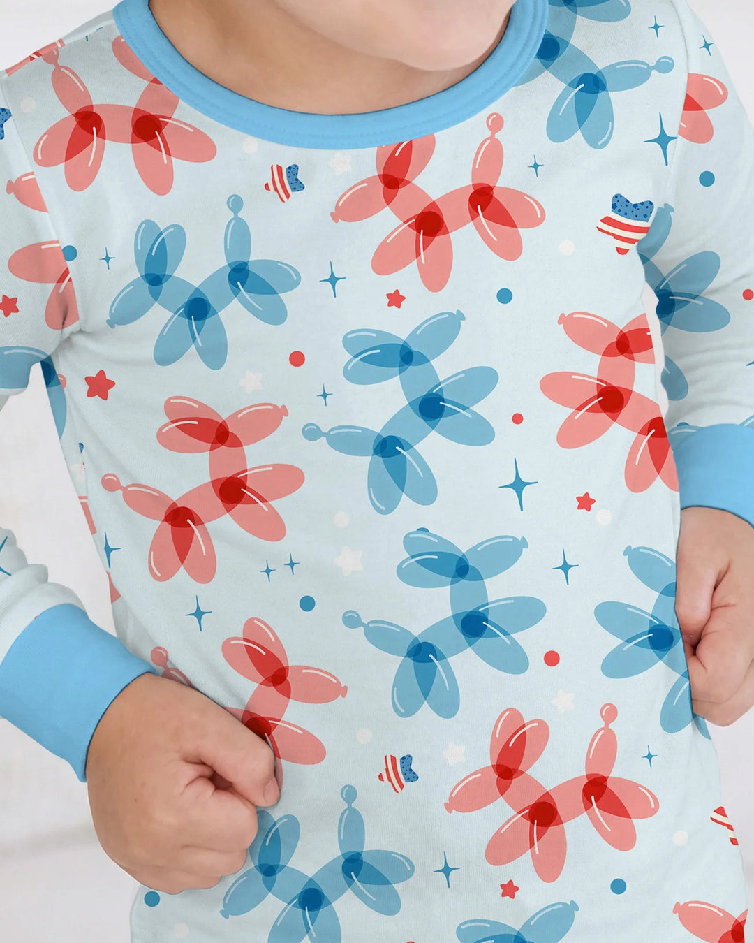 American Balloon Dog Party Bamboo Two Piece Long Sleeve Pajama Set