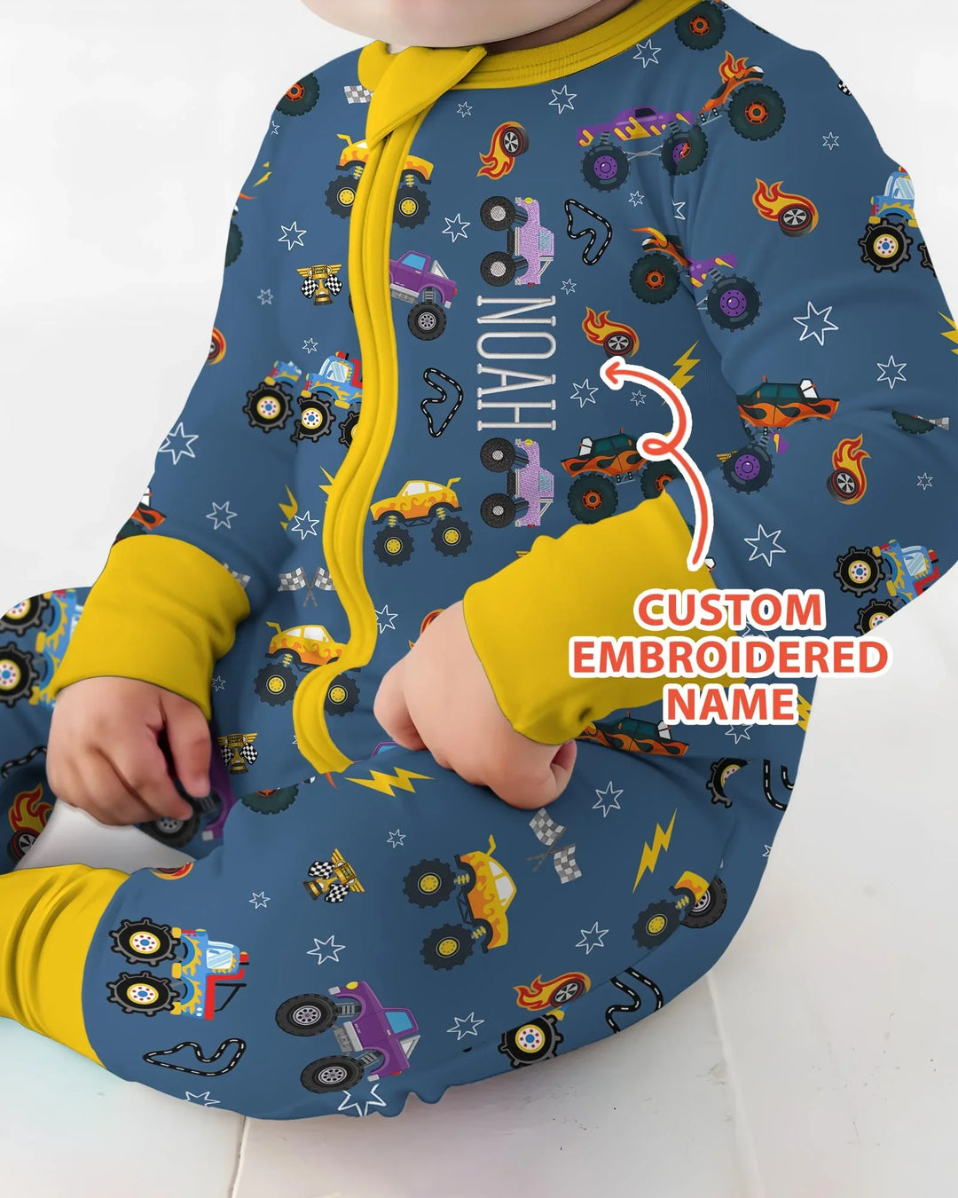 Custom Name Embroidered Crazy Truck Bamboo Convertible Zippy