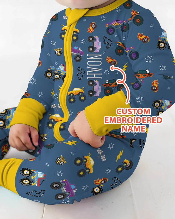 Custom Name Embroidered Crazy Truck Bamboo Convertible Zippy