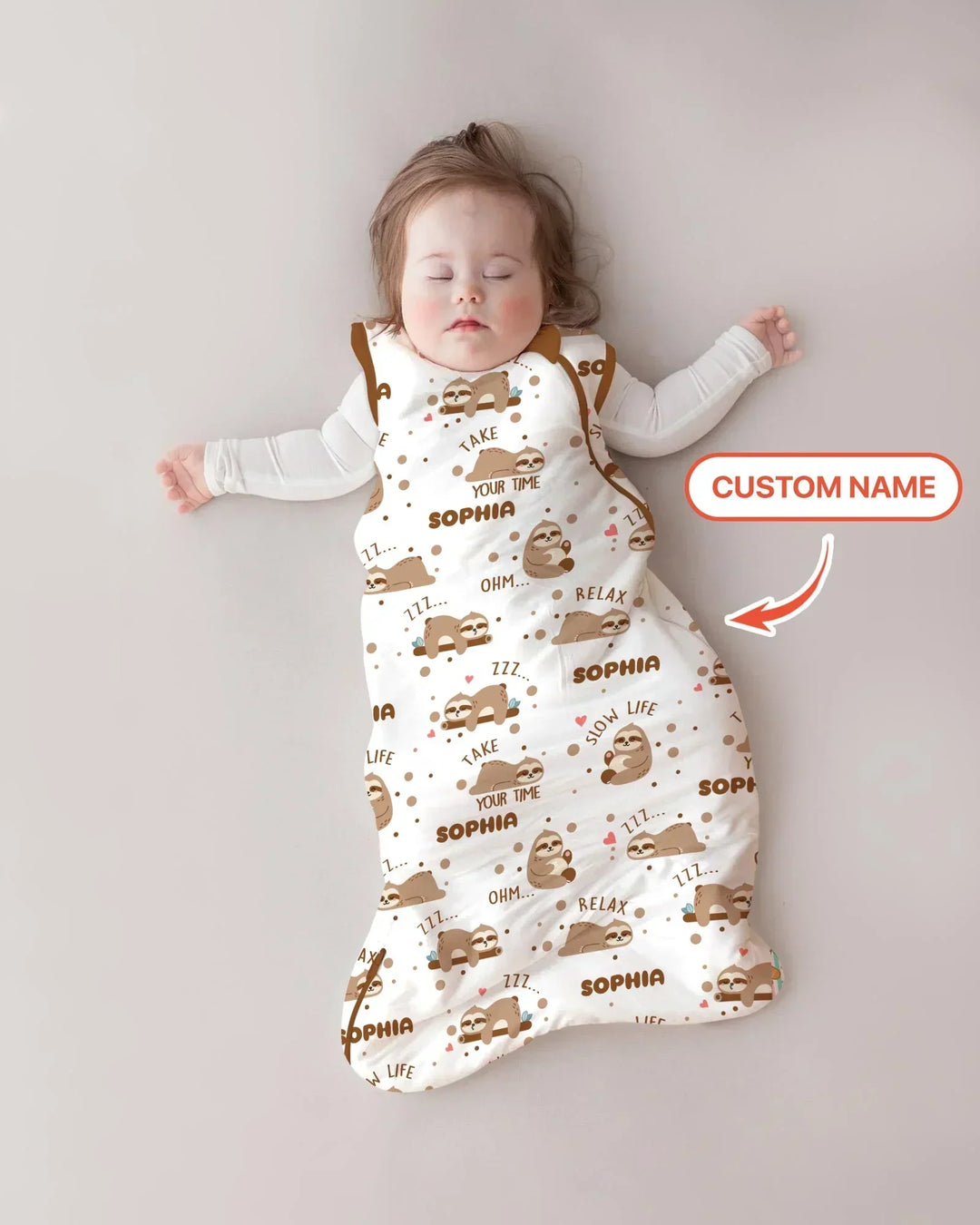 Custom Name Cute Sloth Bamboo Sleep Bag