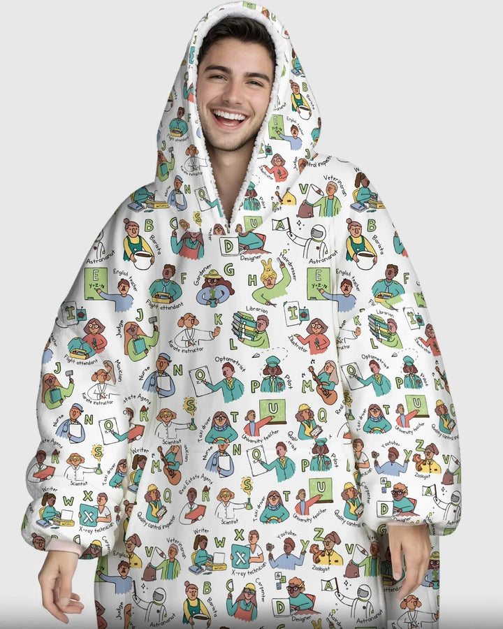 Jobs Alphabet Bamboo Blanket Hoodie