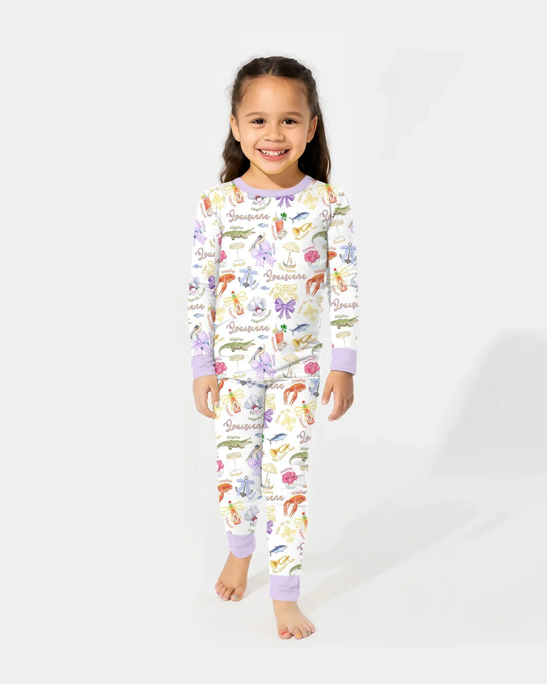 Louisiana Preppy Summer Bamboo Two Piece Long Sleeve Pajama Set